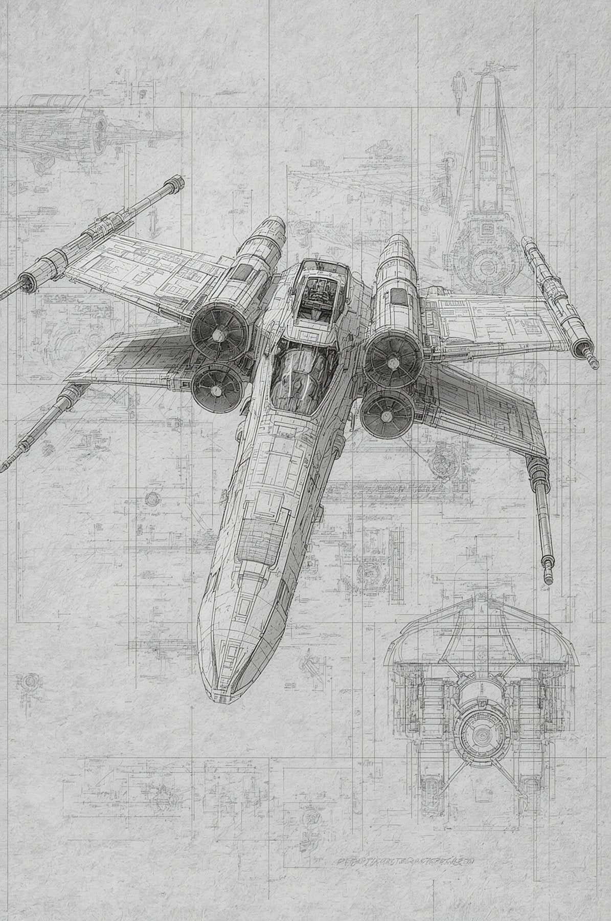 Soniku – X-Wing Schematics – Signed and Numbered 3/10