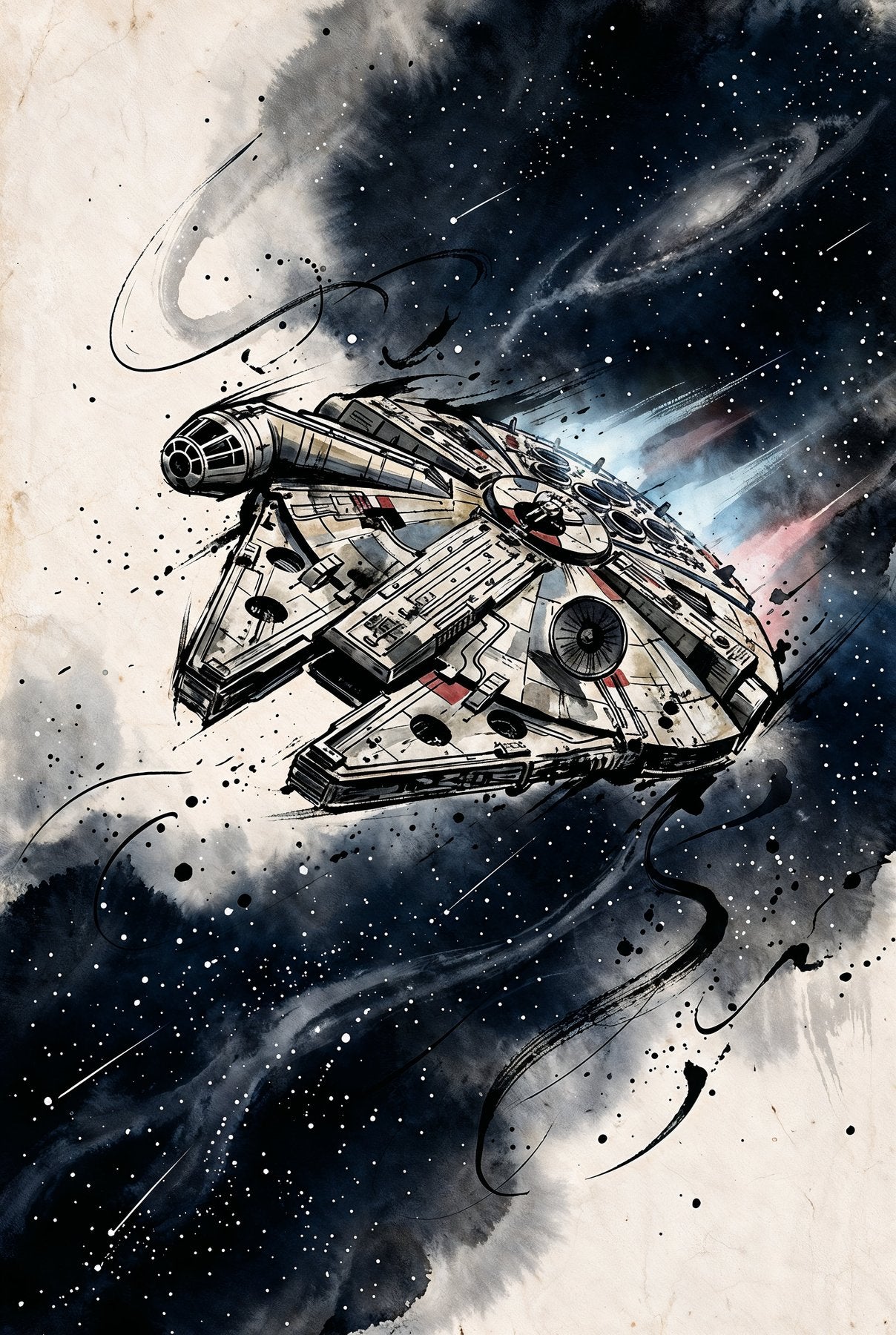 Sato Hageshi - Ink and Starlight - Millennium Falcon - Signed and numbered 4/10