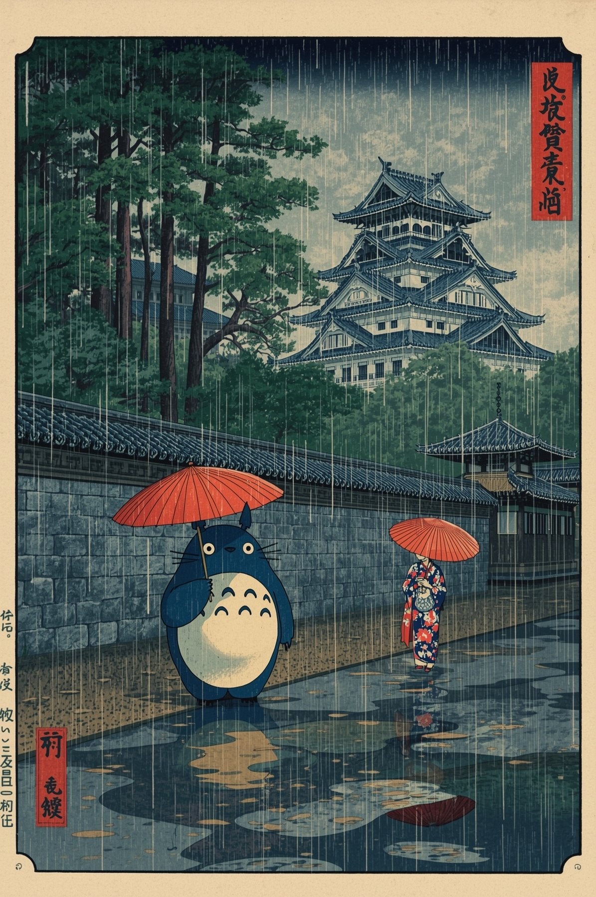 Sato Hageshi – Totoro and the Kimono Girl – Pop Art – Signed and Numbered 4/10