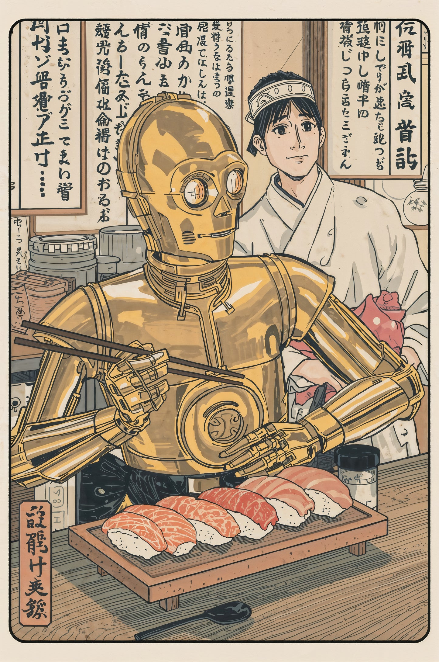 Sato Hageshi – C-3PO at the Sushi Bar – Signed and Numbered 6/10