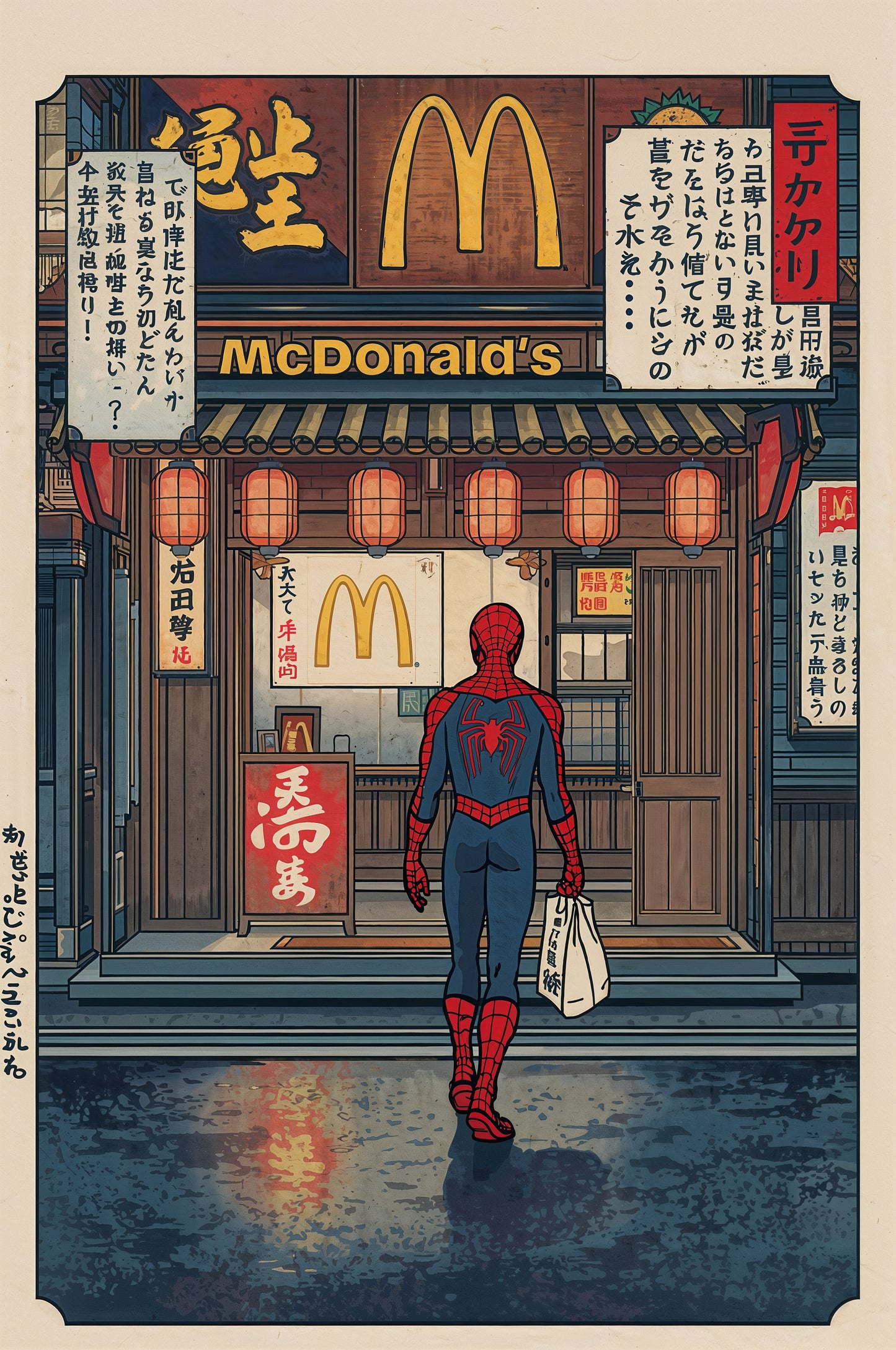 Sato Hageshi – Ukiyo-e Burger Quest – Spider-Man – Signed and Numbered 5/10