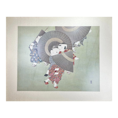 Yusui Toku “Unai” Series – ‘Kasa’ 傘 (Umbrellas) – 1978 Shōwa Era Limited Edition | Kaga Yuzen Style Washi Print