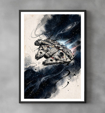 Sato Hageshi - Ink and Starlight - Millennium Falcon - Signed and numbered 4/10