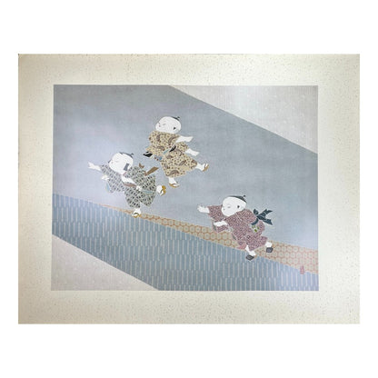 Yusui Toku “Unai” Series – ‘Danki Giku’ 弾琴菊 (Dancing Chrysanthemum) – 1978 Showa Era Limited Edition Kaga Yuzen Washi Print