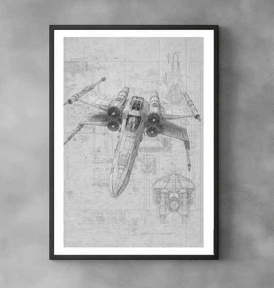 Soniku – X-Wing Schematics – Signed and Numbered 3/10