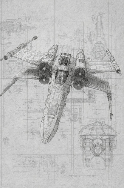 Soniku – X-Wing Schematics – Signed and Numbered 3/10