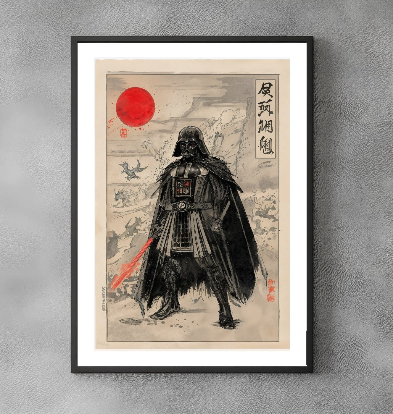 Sato Hageshi – Shadows of the Rising Sun – Darth Vader Sumi-e – Signed and Numbered 3/10