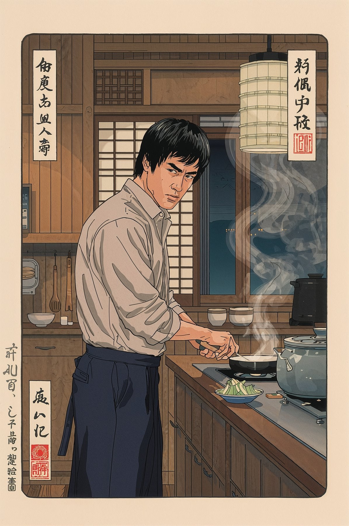Sato Hageshi - Evening Meal of the Warrior - Bruce Lee - Signed and numbered 6/10