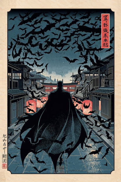 Sato Hageshi - Night Bats Over Edo - Signed and numbered 1/10