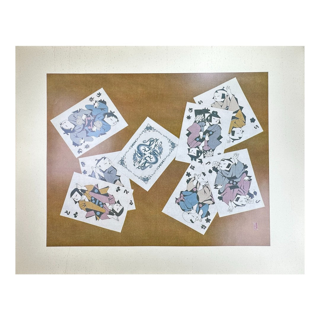 Yusui Toku “Unai” Series – ‘Karuta’ 骨牌 (Playing Cards) – 1978 Shōwa Era Limited Edition | Kaga Yuzen Style Washi Print