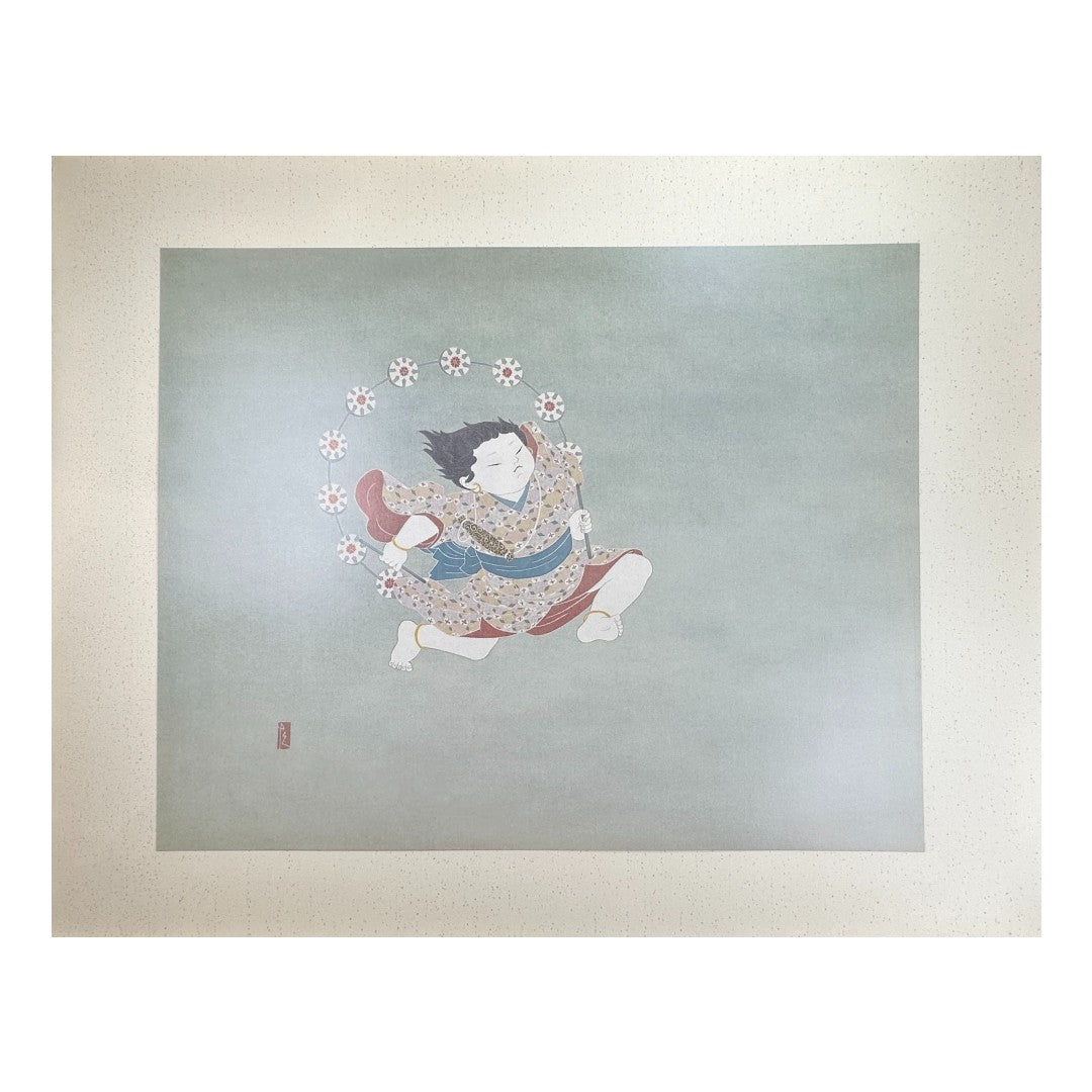 Yusui Toku “Unai” Series – ‘Kaminari’ 雷 (Thunder) – 1978 Showa Era Limited Edition Kaga Yuzen Washi Print