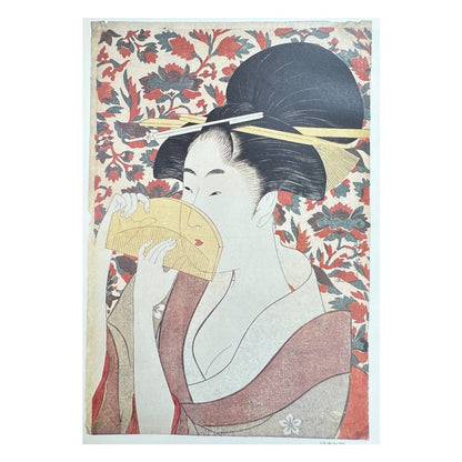 Kitagawa Utamaro ukiyo-e print – 髪かきあげる女 Beauty Holding a Comb – Edo bijin-ga Japanese woodblock art reproduction