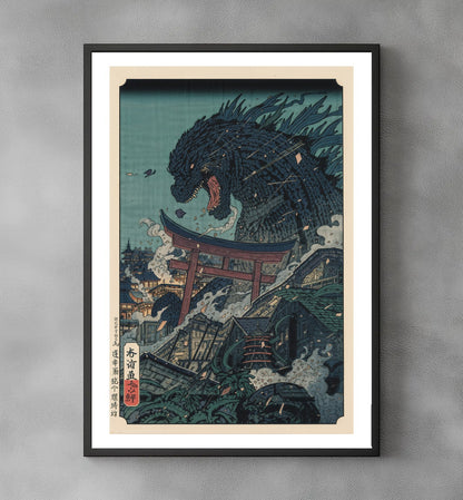 Sato Hageshi – Kaiju Storm Over Edo – Godzilla – Signed and Numbered 7/10