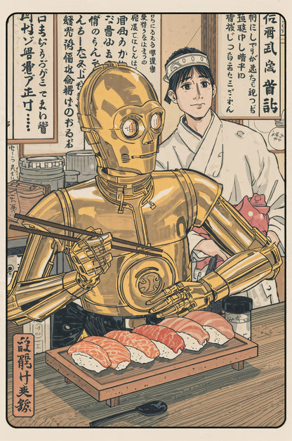Sato Hageshi – C-3PO at the Sushi Bar – Signed and Numbered 6/10