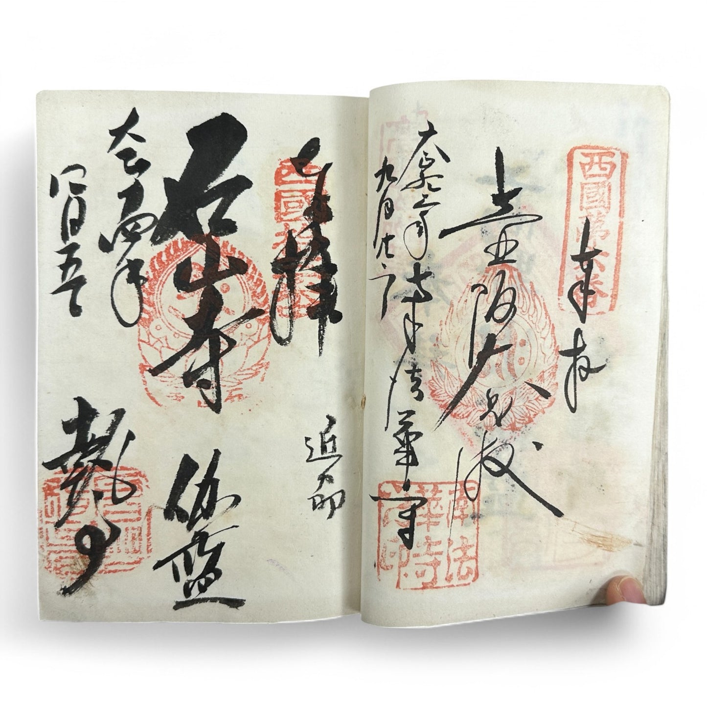 Taishō-era Goshuin chō 御朱印帳 – Buddhist Pilgrimage Temple Stamp Book – 1920s Japan Shikoku & Nikkō Temples-B37