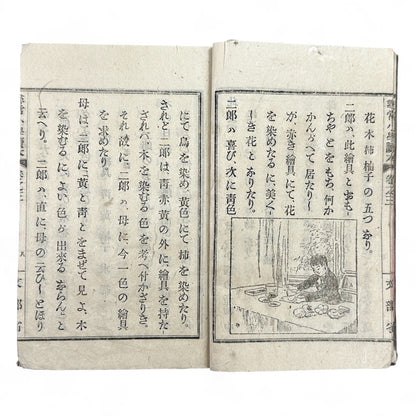 Meiji 20 Japanese textbook Jinjō Shōgaku Tokuhon Ministry of Education woodblock print illustrations 1887