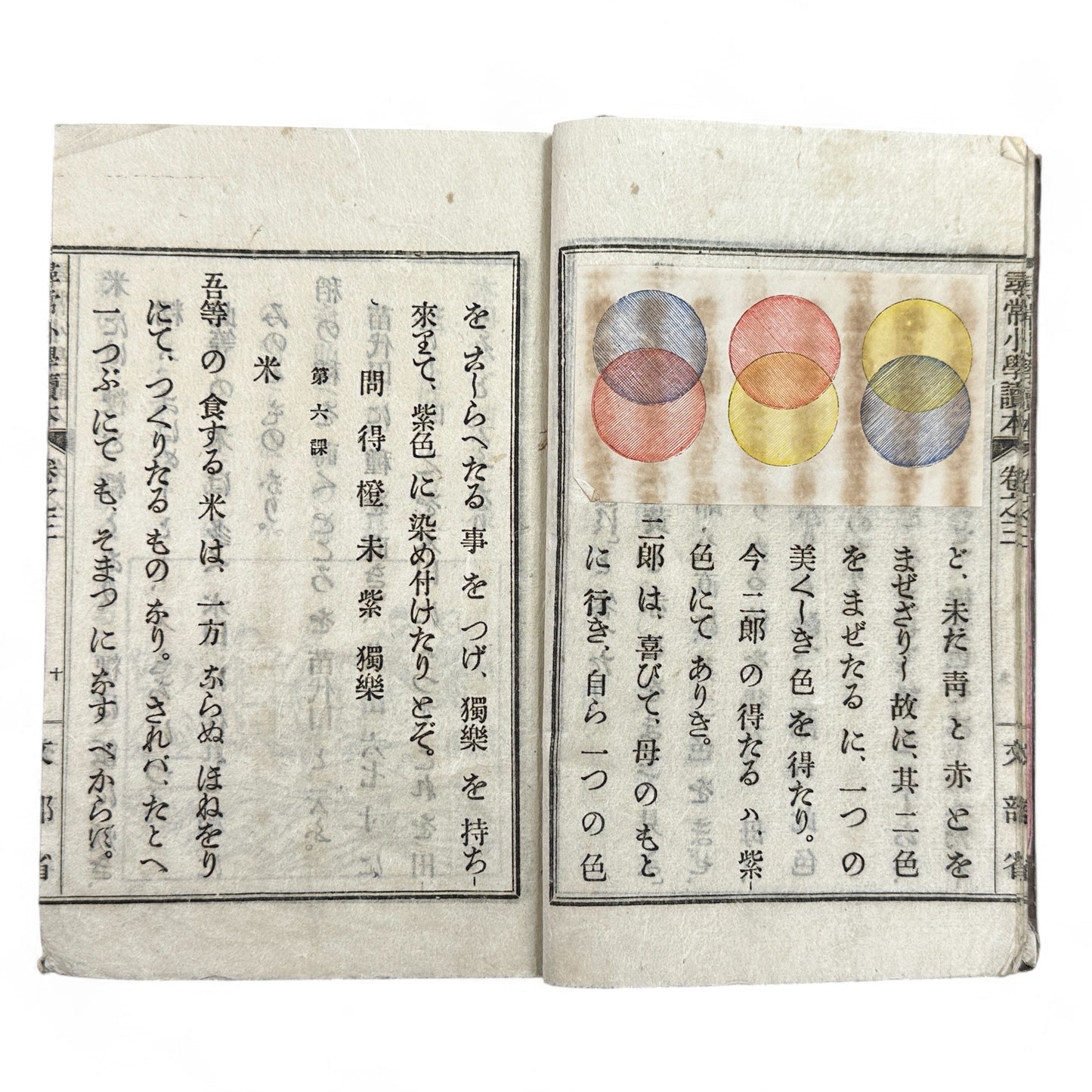 Meiji 20 Japanese textbook Jinjō Shōgaku Tokuhon Ministry of Education woodblock print illustrations 1887