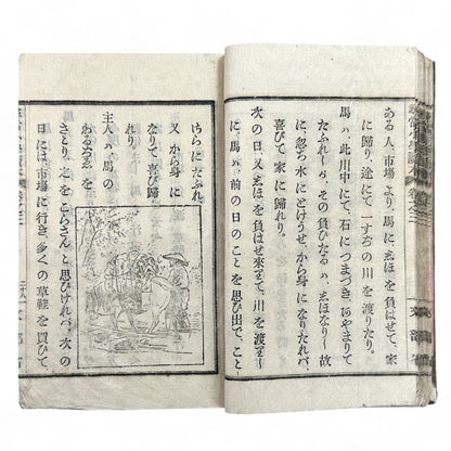 Meiji 20 (1887) Japanese School Textbook with Woodblock Illustrations - B03