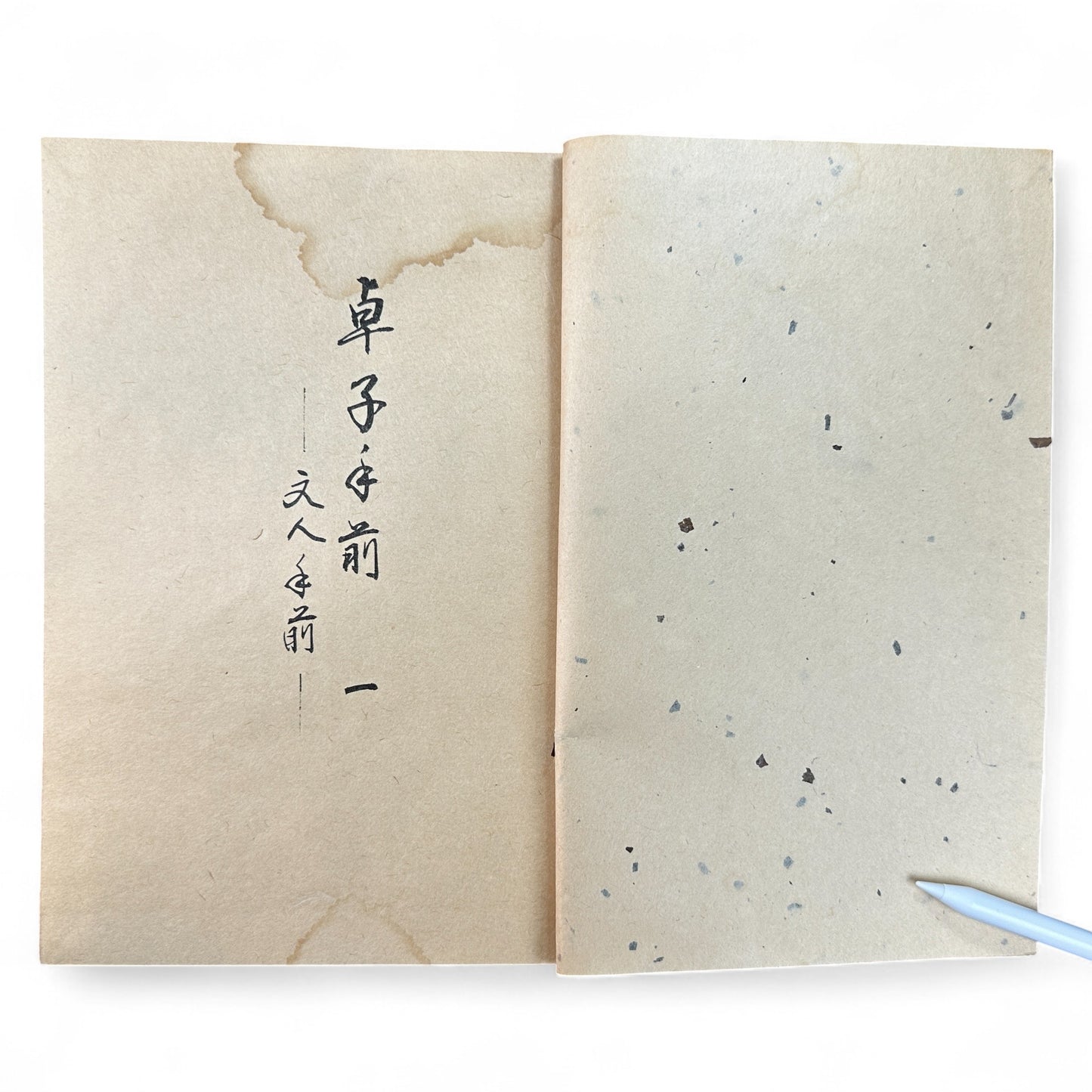 Ogawa-ryu Sencha Tea Ceremony Takujidemae Volume I, Shōwa-era Japanese tea manual with washi paper pages and fold-out diagram of table tea service.