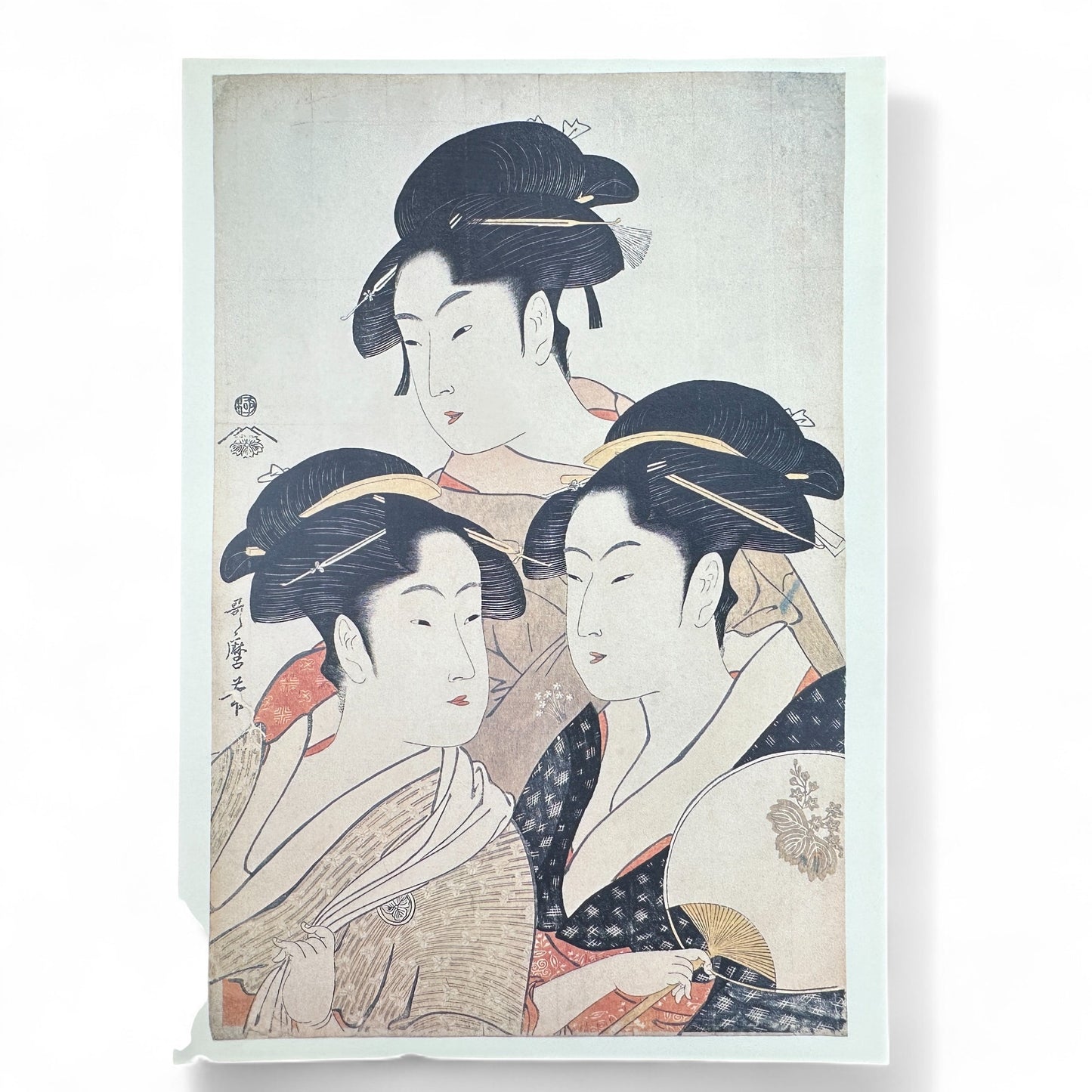Kitagawa Utamaro ukiyo-e print – 高名美人六家撰 三美人 Three Beauties of High Fame – Edo bijin-ga Japanese woodblock art reproduction