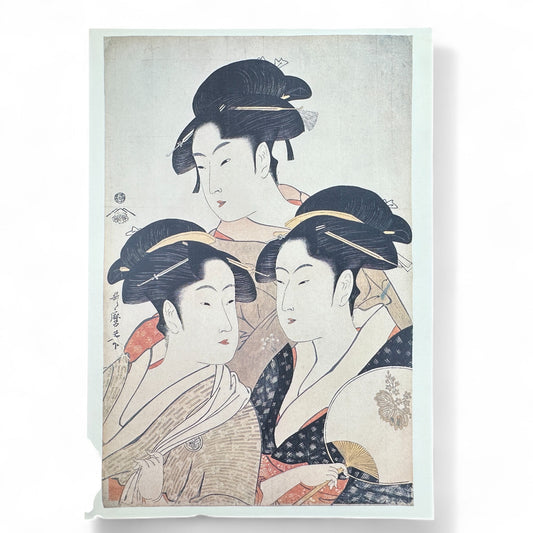 Kitagawa Utamaro ukiyo-e print – 高名美人六家撰 三美人 Three Beauties of High Fame – Edo bijin-ga Japanese woodblock art reproduction