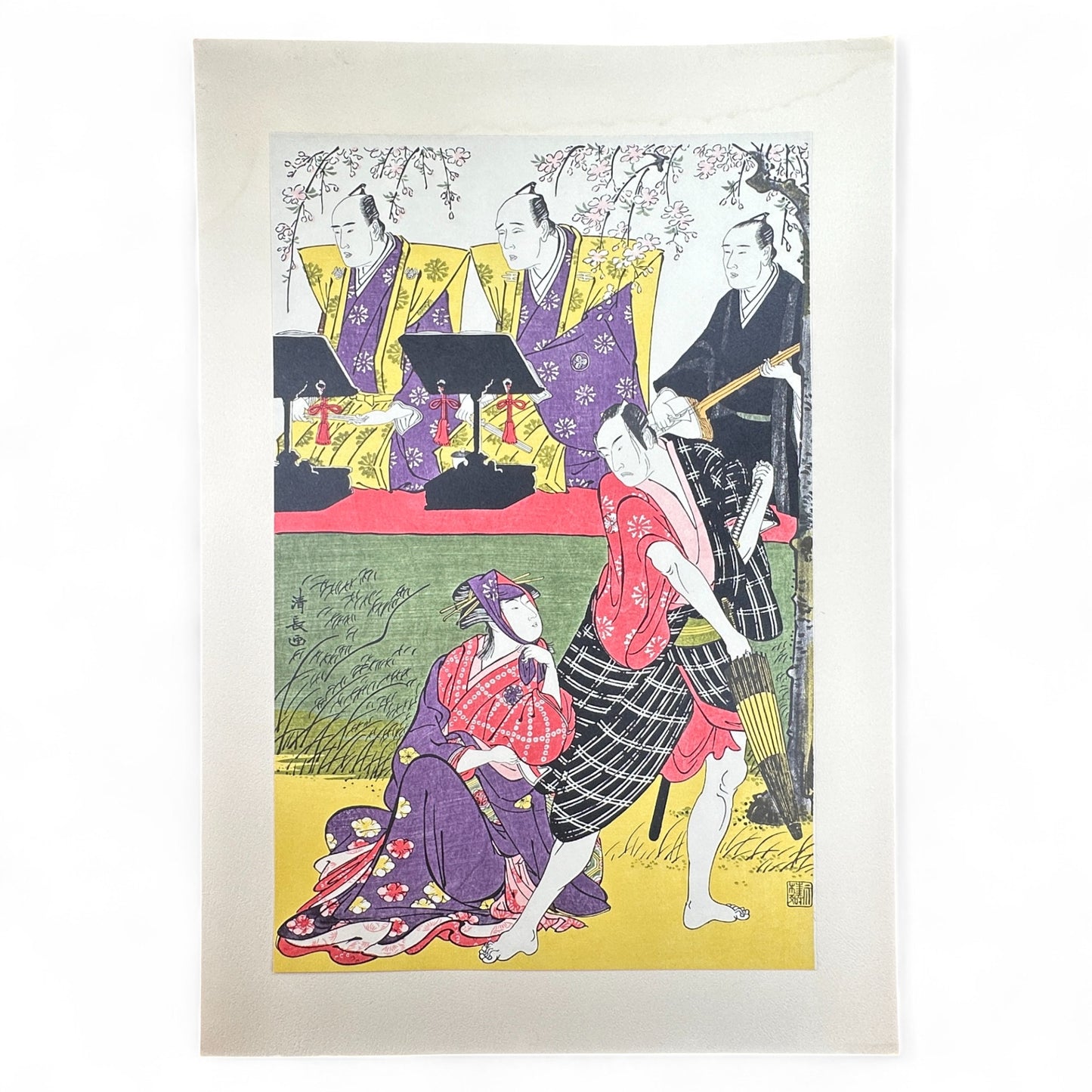 Kiyonaga ukiyo-e kabuki theater scene – 鳥居清長 – Edo Japanese woodblock print reproduction