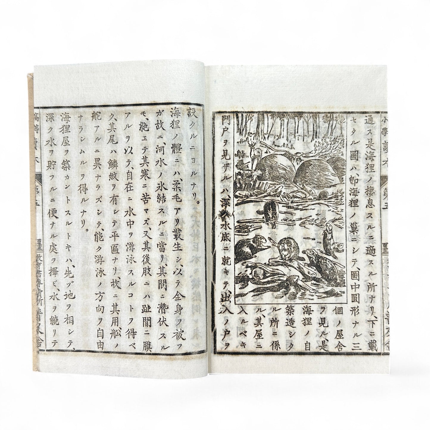 Meiji 20 (1887) Japanese Textbook – “Kōtō Shōgaku Tokuhon” 第五編 – Higher Elementary Reader with Illustrations – Ministry of Education Edition-B68