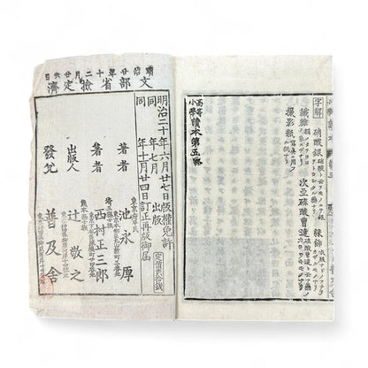 Meiji 20 (1887) Japanese Textbook – “Kōtō Shōgaku Tokuhon” 第五編 – Higher Elementary Reader with Illustrations – Ministry of Education Edition-B68