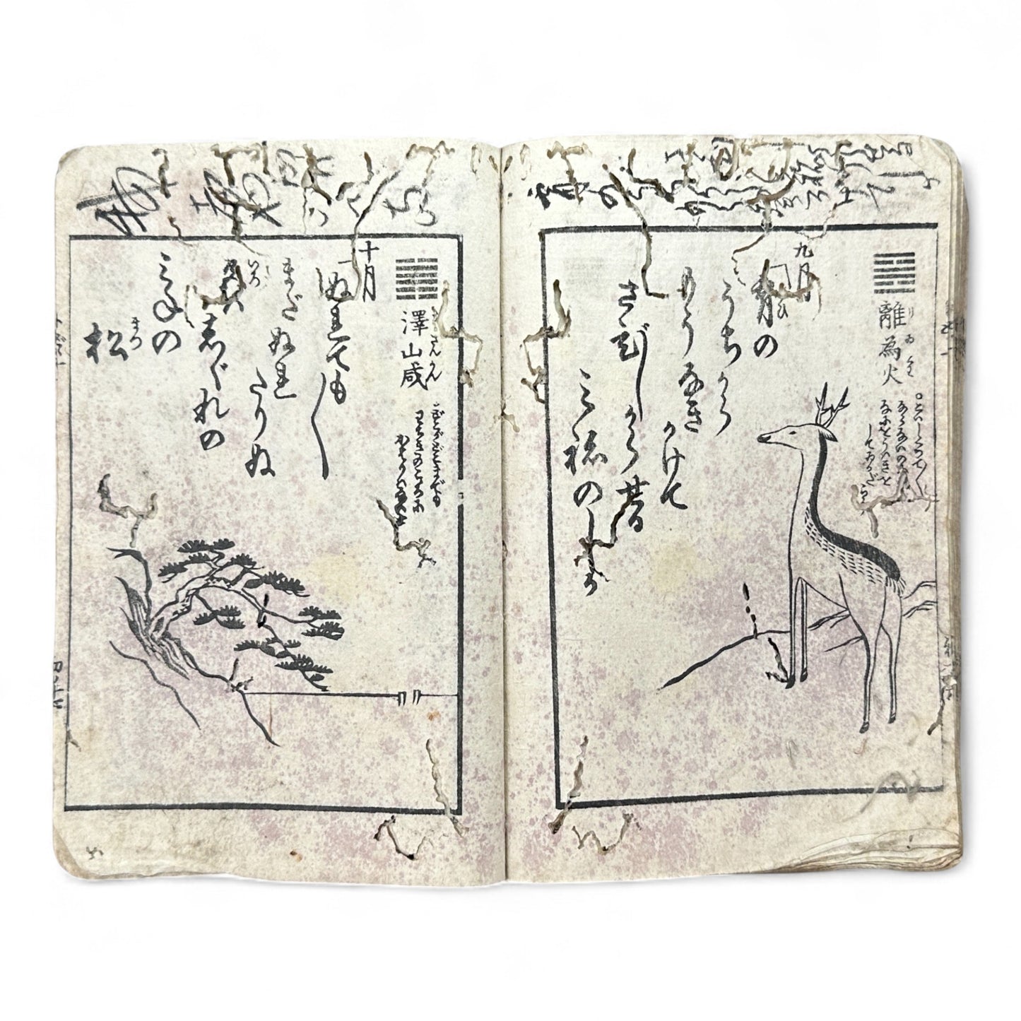 Edo Period Kyōka Woodblock Book – Humorous Poetry and Everyday Life Illustrations (c.1840 Japan)-B77