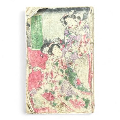 Edo Period Samurai & Landscape Illustrated Book – Two Volumes in One – Japanese Woodblock Printing-B94