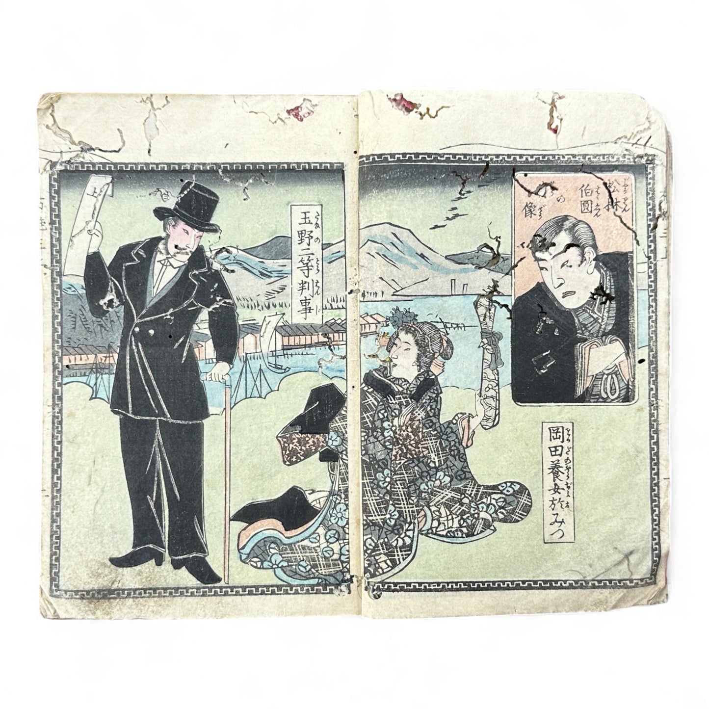 Edo–Meiji Period Illustrated Book “Fuse Monogatari” by Shōrin Haku’en – Three Volumes in One – Japanese Woodblock Print Literature-B95