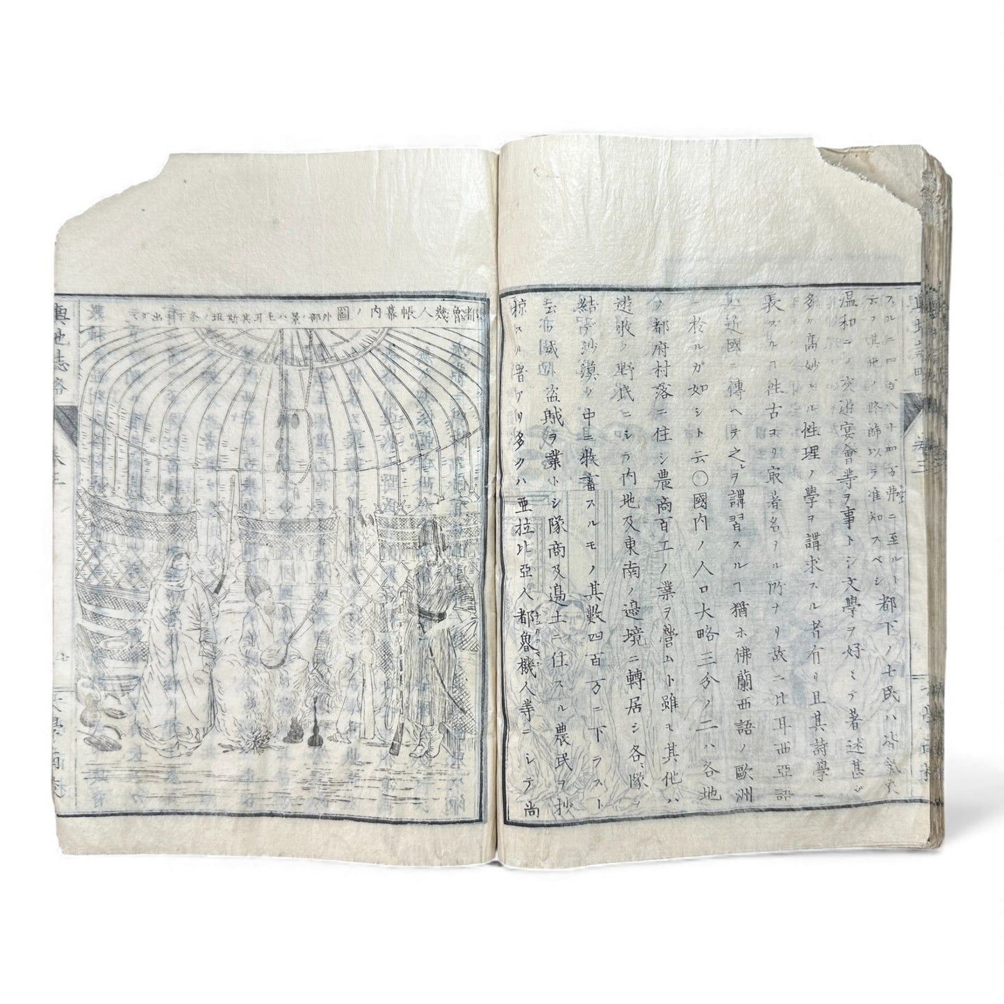 Meiji 1874 Japanese Illustrated Geography Book –《輿地誌畧》Yochi Shiryaku – Maps, Cultures, Animals – Rare Original - B123