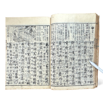 Edo Japanese Illustrated Encyclopedia – History, Divination, Palmistry, Calendars & Figures – Rare Woodblock Compendium - B126