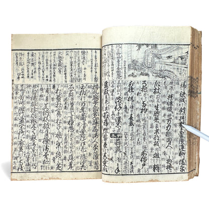 Edo Japanese Illustrated Encyclopedia – History, Divination, Palmistry, Calendars & Figures – Rare Woodblock Compendium - B126
