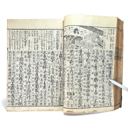 Edo Japanese Illustrated Encyclopedia – History, Divination, Palmistry, Calendars & Figures – Rare Woodblock Compendium - B126