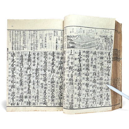 Edo Japanese Illustrated Encyclopedia – History, Divination, Palmistry, Calendars & Figures – Rare Woodblock Compendium - B126