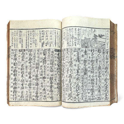 Edo Japanese Illustrated Encyclopedia – History, Divination, Palmistry, Calendars & Figures – Rare Woodblock Compendium - B126