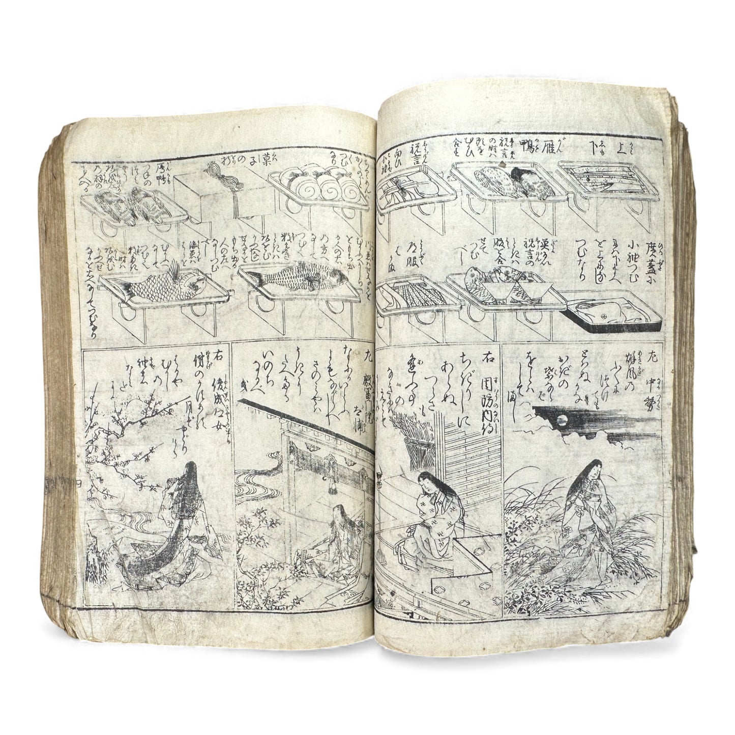 Edo Period Illustrated Waka & Seasonal Customs Book – Woodblock Printed Poetry & Scenes (Japan, c.1800–1860) - B127