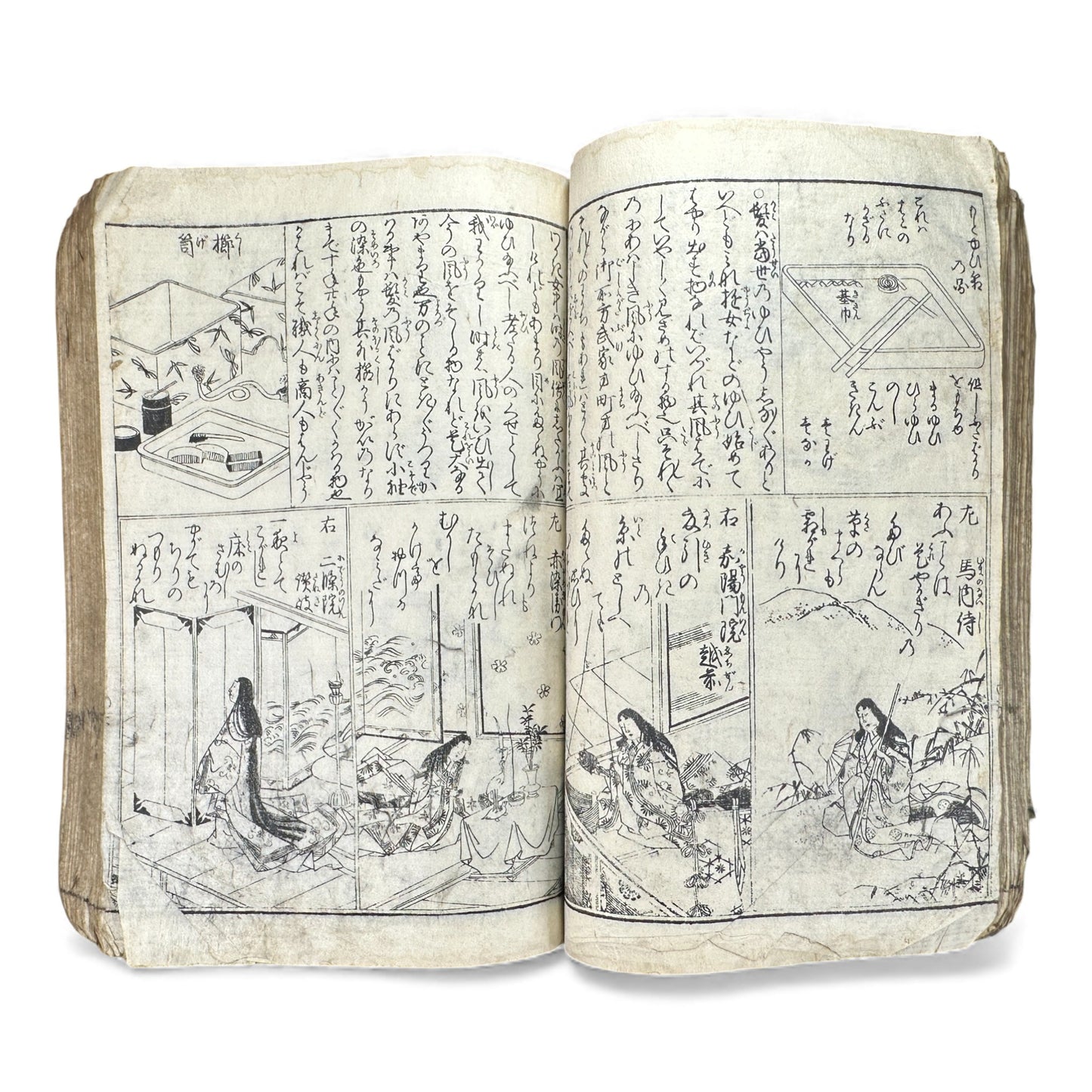 Edo Period Illustrated Waka & Seasonal Customs Book – Woodblock Printed Poetry & Scenes (Japan, c.1800–1860) - B127