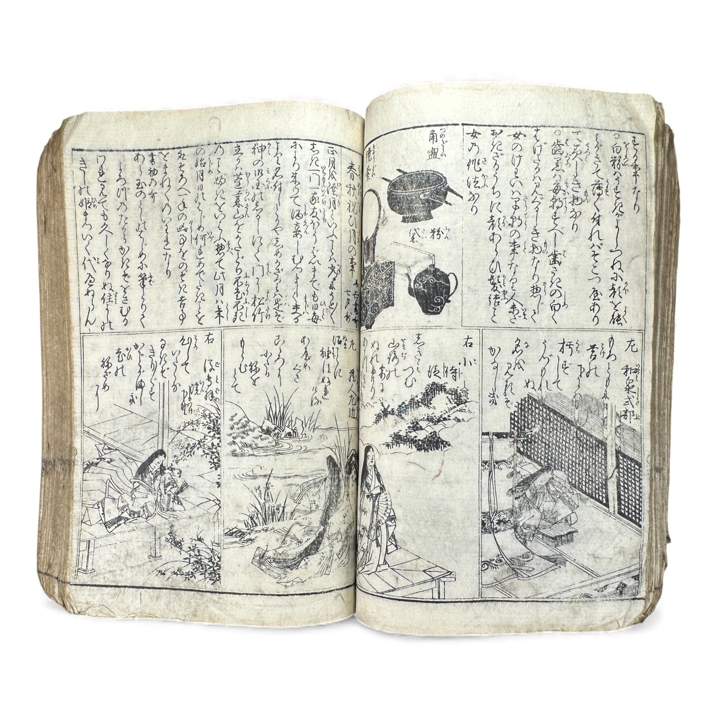 Edo Period Illustrated Waka & Seasonal Customs Book – Woodblock Printed Poetry & Scenes (Japan, c.1800–1860) - B127