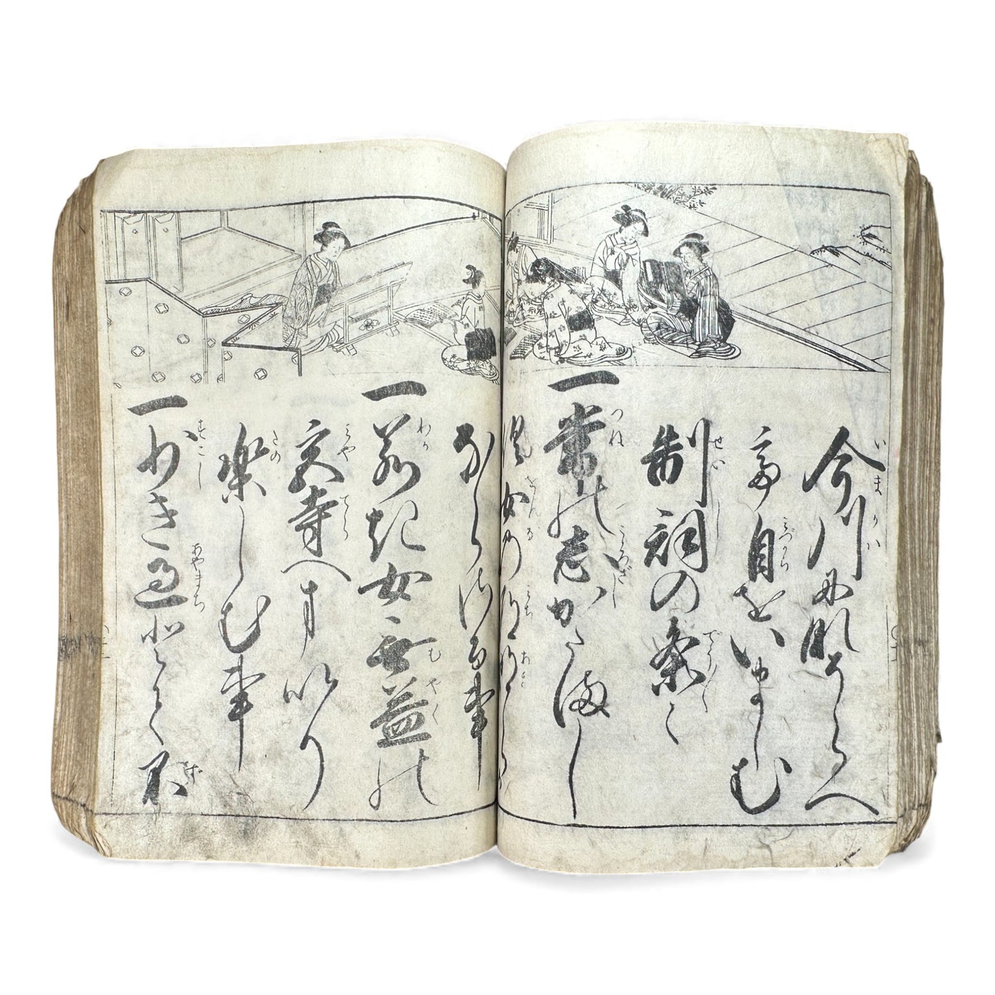 Edo Period Illustrated Waka & Seasonal Customs Book – Woodblock Printed Poetry & Scenes (Japan, c.1800–1860) - B127