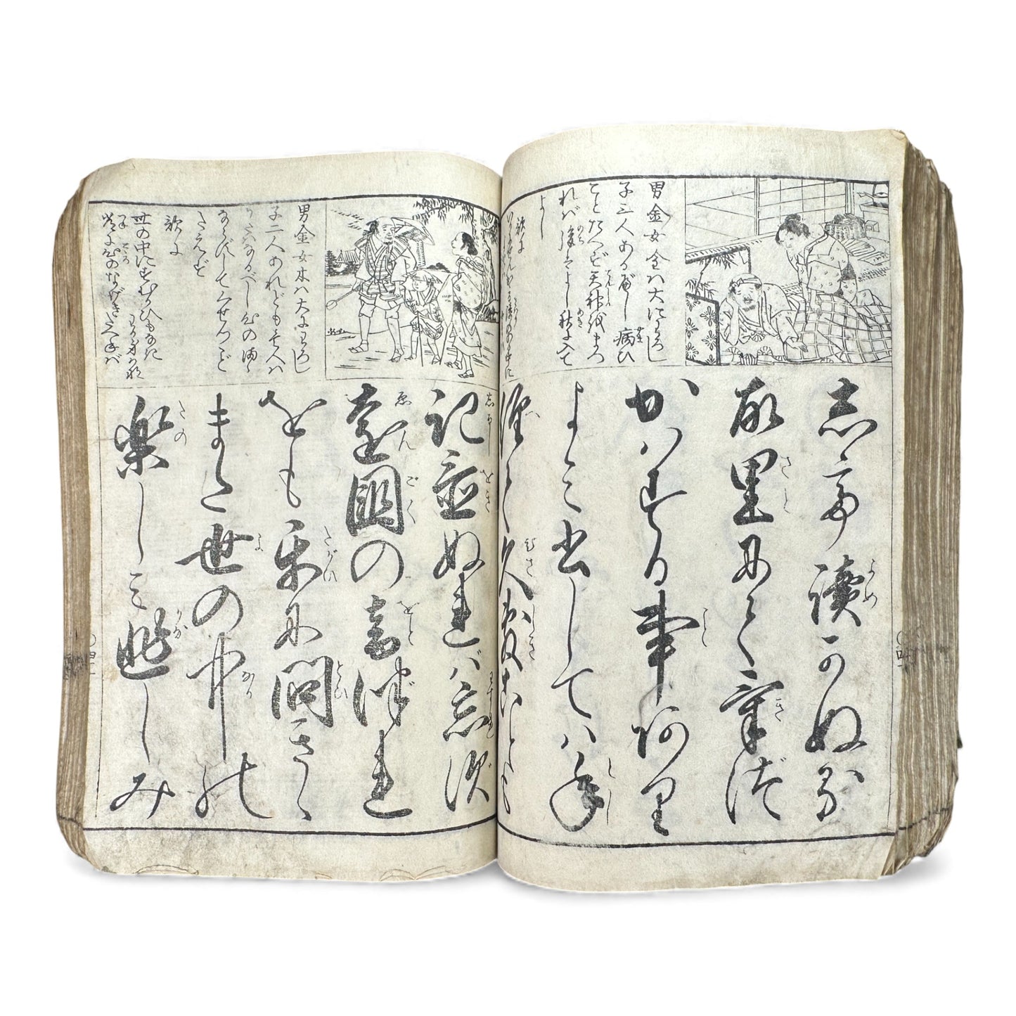 Edo Period Illustrated Waka & Seasonal Customs Book – Woodblock Printed Poetry & Scenes (Japan, c.1800–1860) - B127