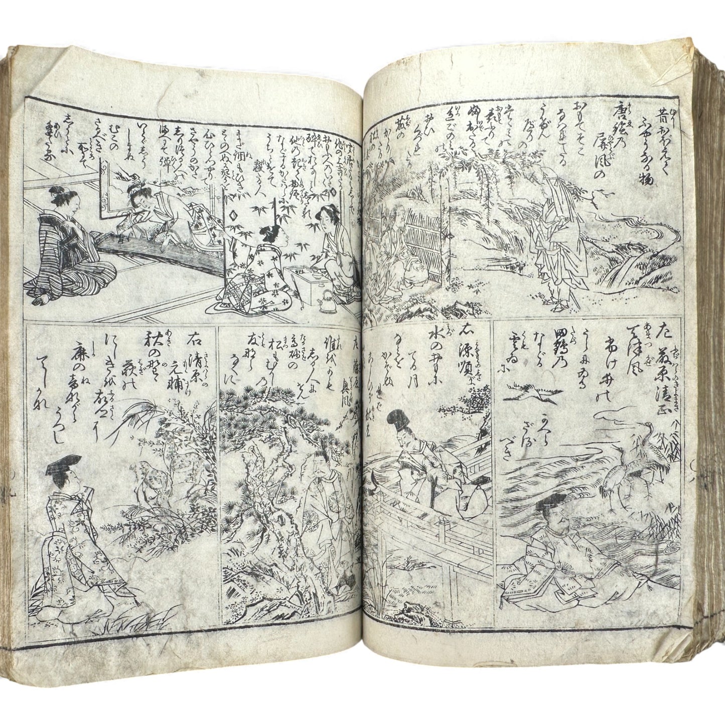 Edo Period Illustrated Waka & Seasonal Customs Book – Woodblock Printed Poetry & Scenes (Japan, c.1800–1860) - B127