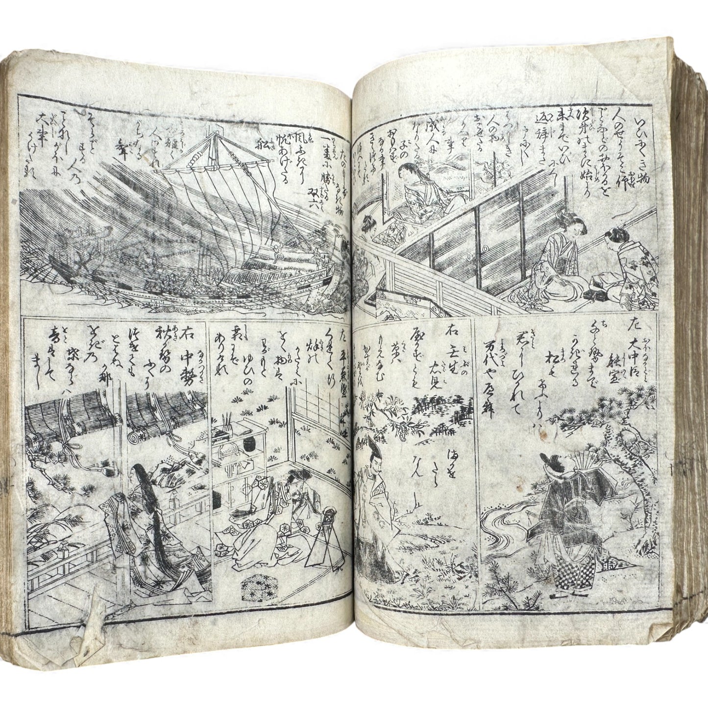 Edo Period Illustrated Waka & Seasonal Customs Book – Woodblock Printed Poetry & Scenes (Japan, c.1800–1860) - B127