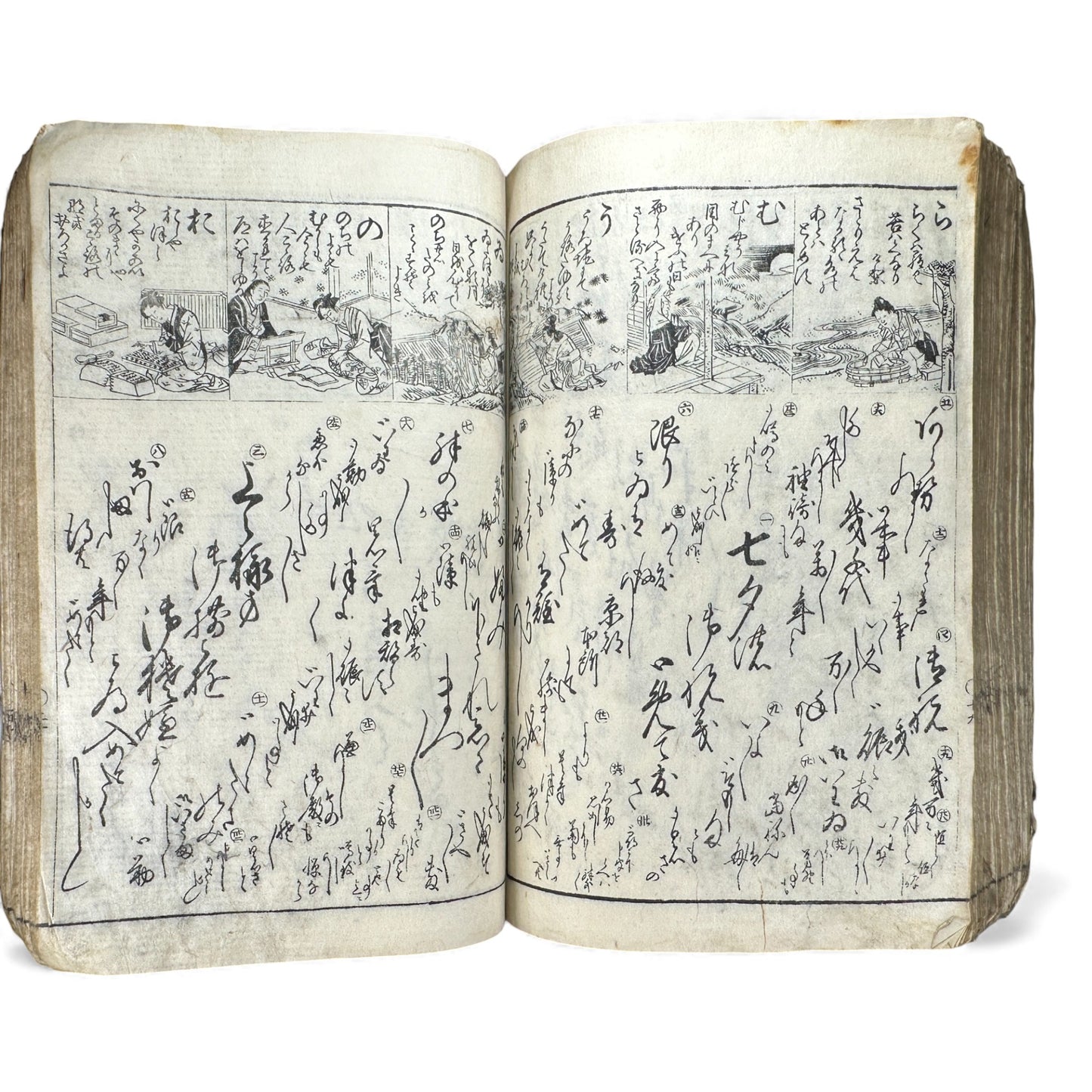 Edo Period Illustrated Waka & Seasonal Customs Book – Woodblock Printed Poetry & Scenes (Japan, c.1800–1860) - B127