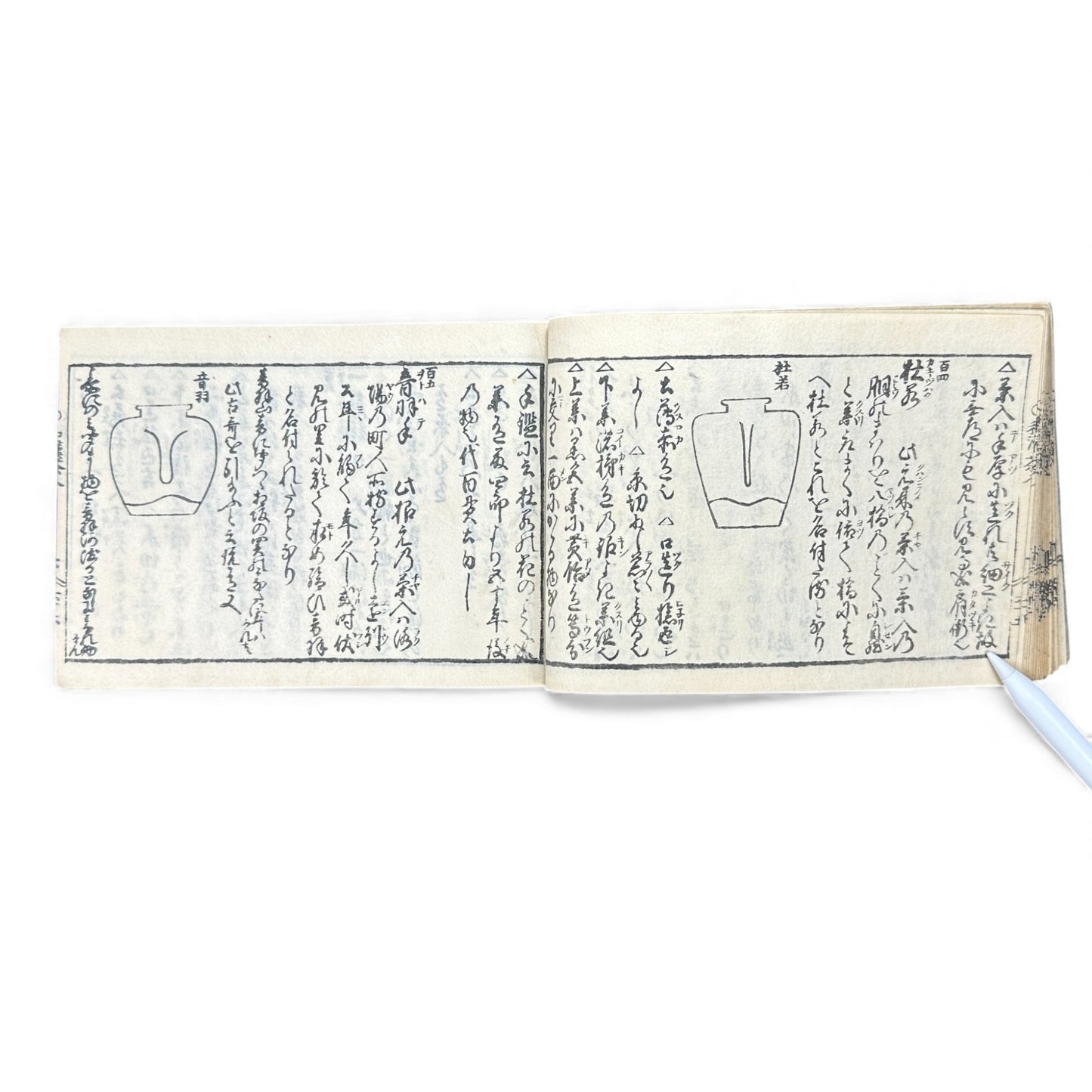 Edo-Period Illustrated Tea Jar & Ceramics Manual – 万宝全書 (Manpō Zensho) – Woodblock-Printed Japanese Antique Book- B131