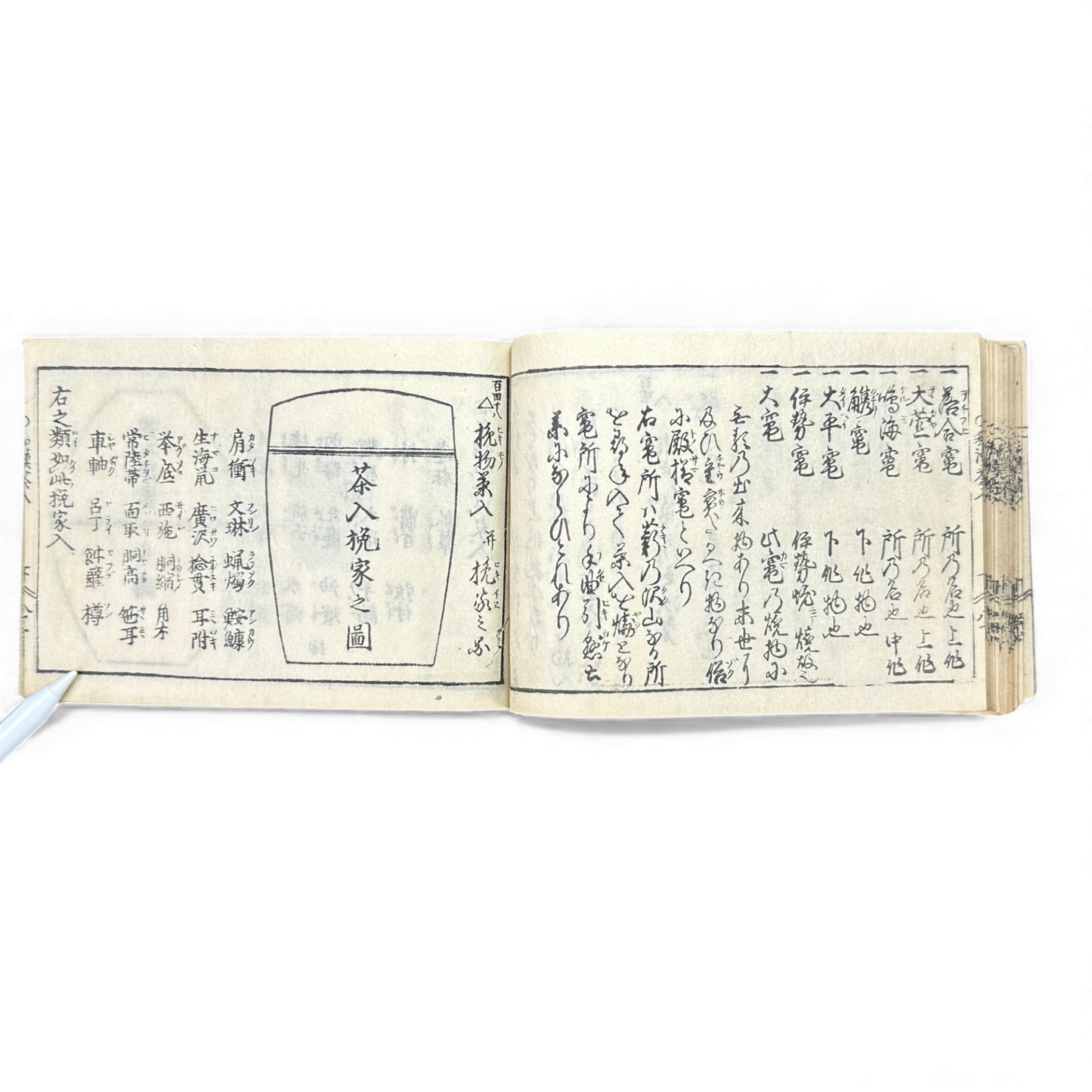 Edo-Period Illustrated Tea Jar & Ceramics Manual – 万宝全書 (Manpō Zensho) – Woodblock-Printed Japanese Antique Book- B131
