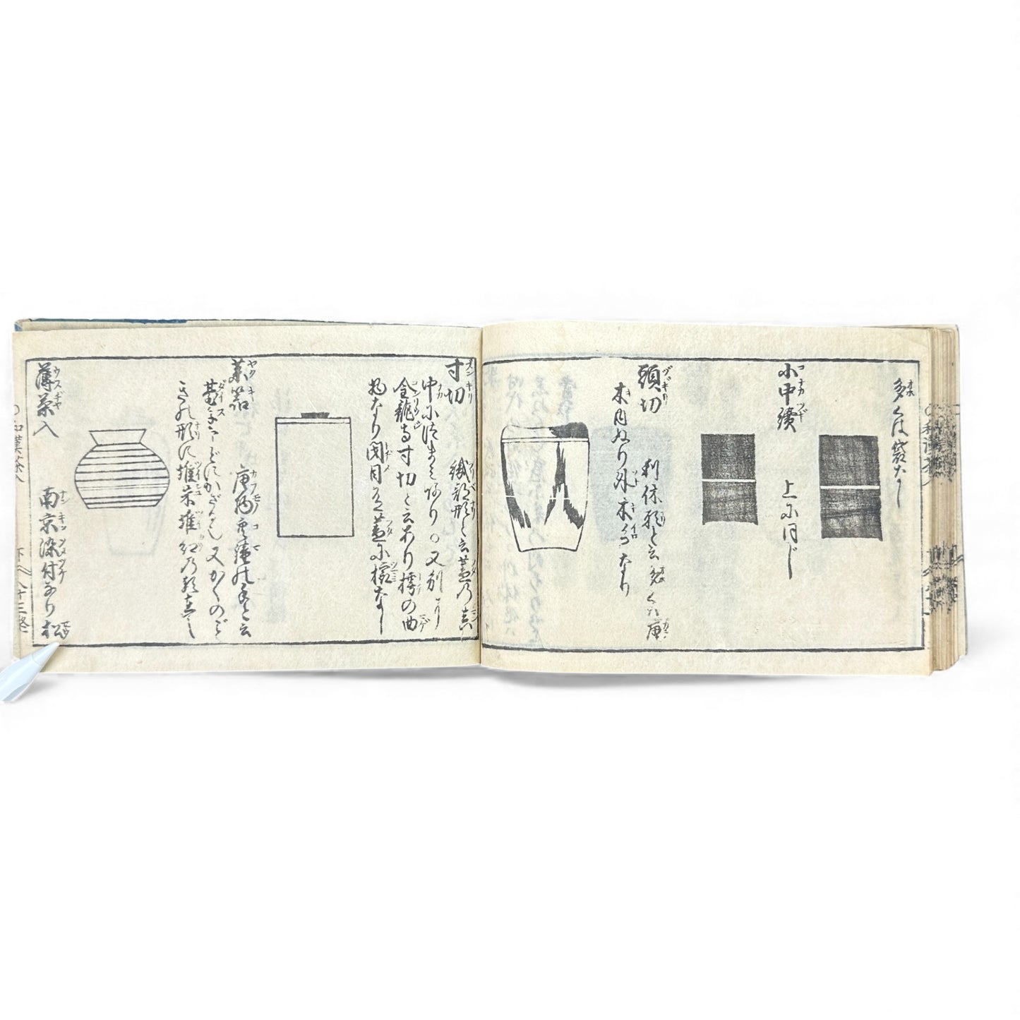 Edo-Period Illustrated Tea Jar & Ceramics Manual – 万宝全書 (Manpō Zensho) – Woodblock-Printed Japanese Antique Book- B131
