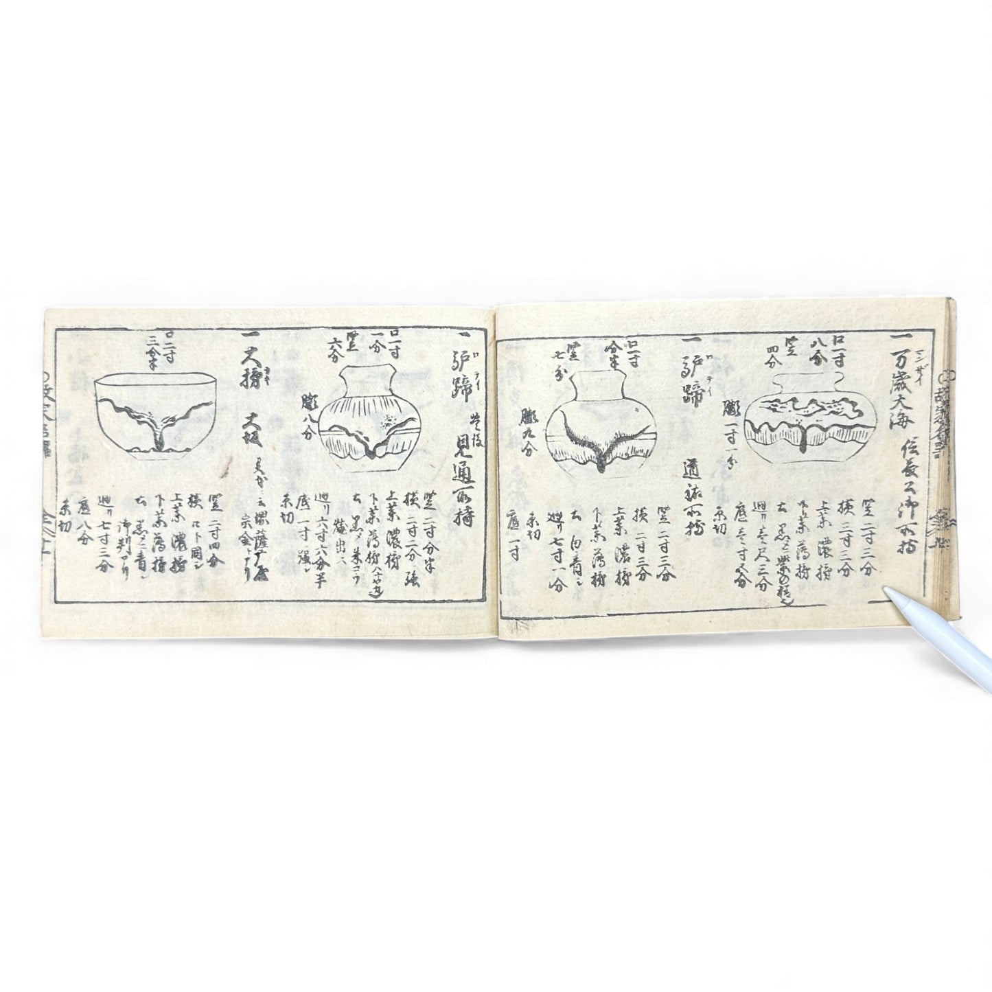 Edo-Period Tea Jar Identification Manual – 万宝全書 上巻  – Illustrated Woodblock-Printed Japanese Antique Book- B132