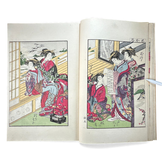 Antique Japanese Woodblock Print Book – Seirō Bijin Awase Kagami (青樓美人合姿鏡) – Taisho Bijin-ga Illustrated Album - B141